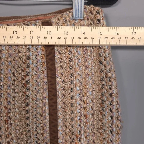 ALBERTA FERRETI ITALY‎ MADE Women's Skirt 6 VIRGIN WOOL Blend Knit Straight Tan